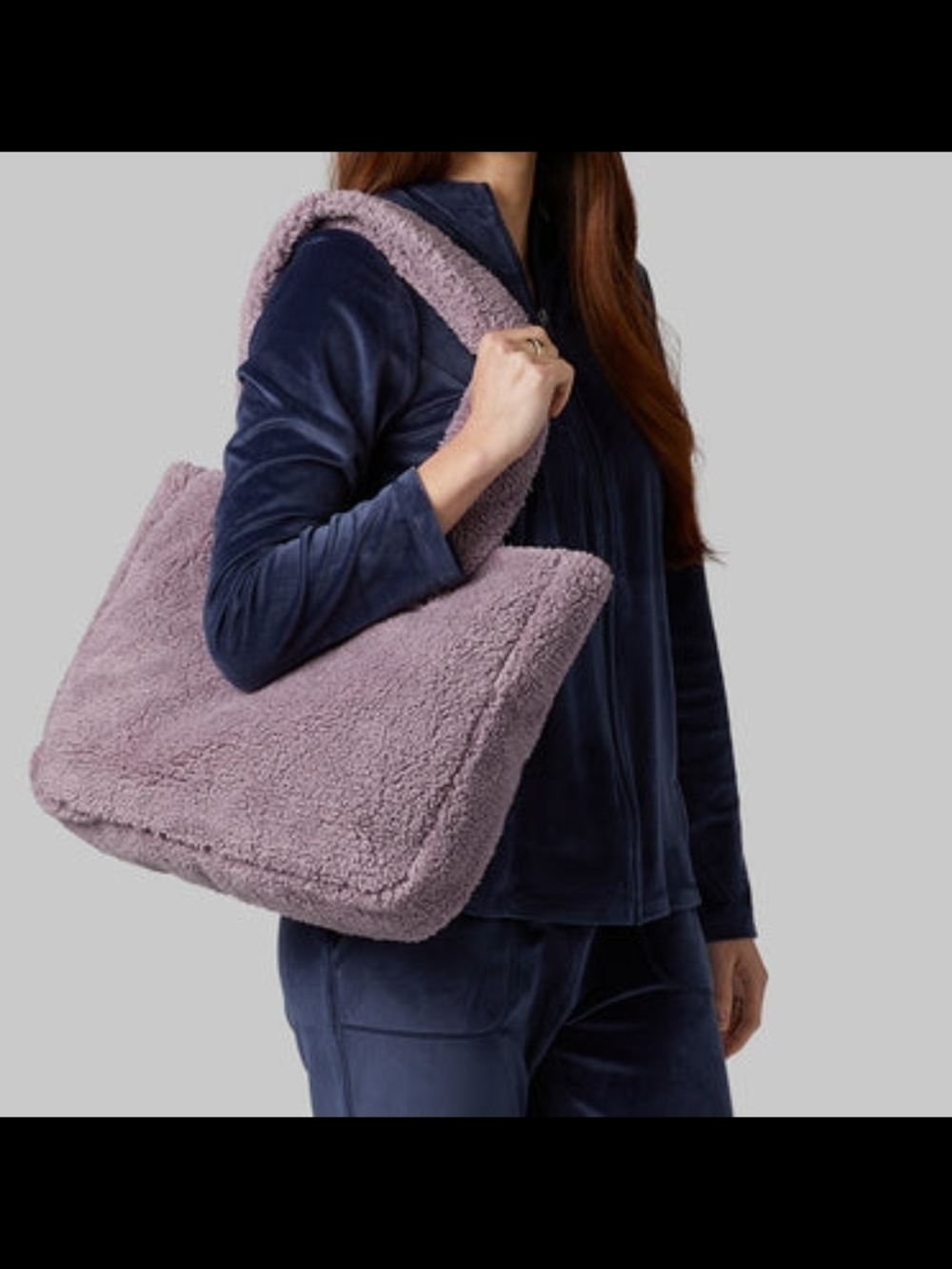 32 Degrees NWT Elderberry Sherpa Tote Bag - Soft Faux Shearling Shoulder Bag